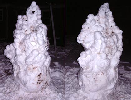 Two views of the 7 foot tall snow widget