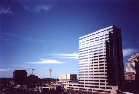 Construction and blue skies.